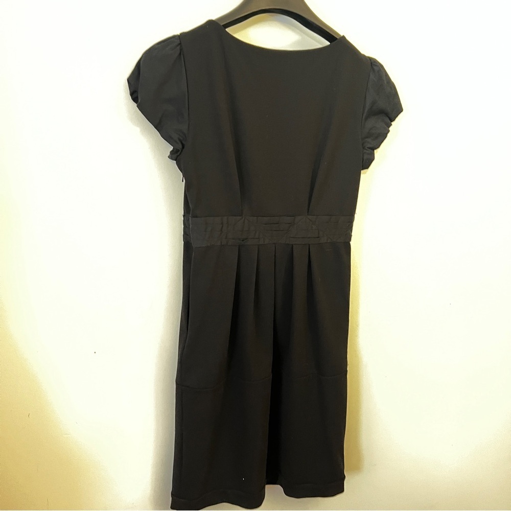 BCBG Black Puff Sleeve Pleated Midi Dress - Picture 8 of 14